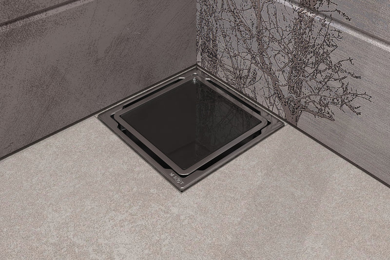 Duschrinne Edelstahl Bodenablauf Ablaufrinne Duschablau Bad 110x110mm Schwarz
