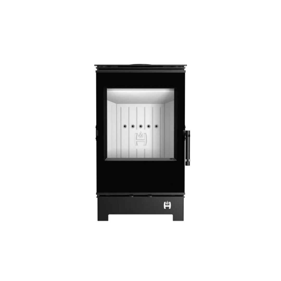 Hitze freistehender Kamin LYNX S 6,5 kW  Kaminofen Wärmequelle Standkamin schwarz