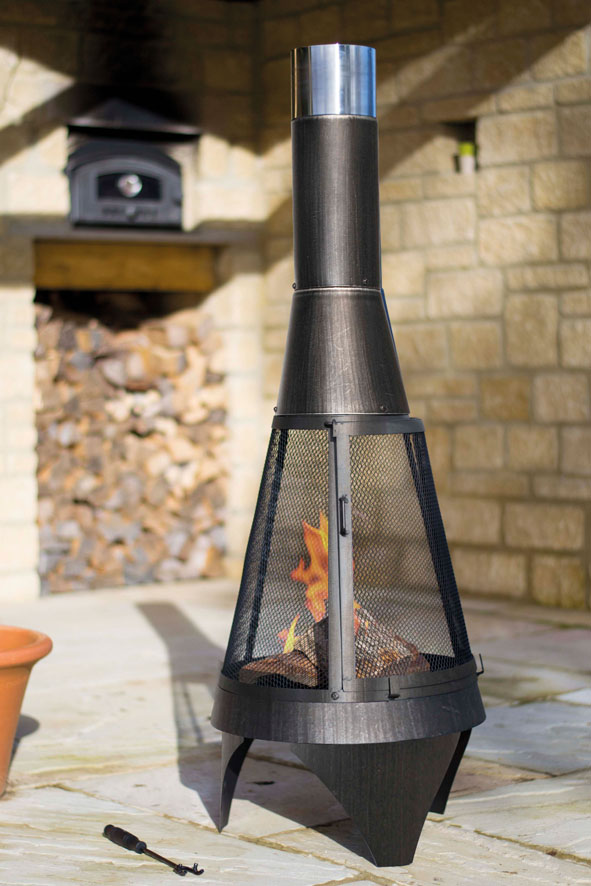 Buschbeck Gartenkamin Mesh Colorado M Schwarz-Silber Feuerstelle