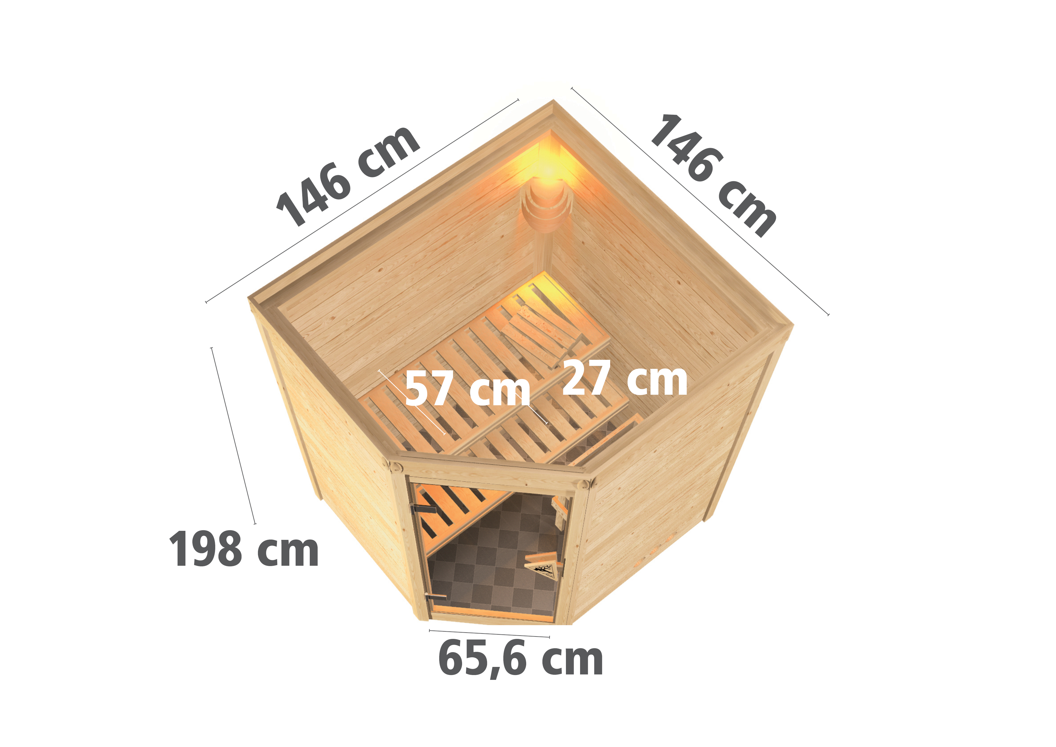 Karibu Sauna Alicja - Systemsauna (Eckeinstieg)