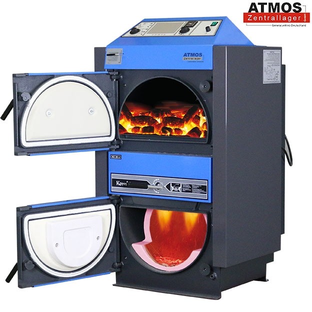 ATMOS Kohlevergaserkessel Kombitherm KC25S Heizkessel 26kW Brennstoff Tür links