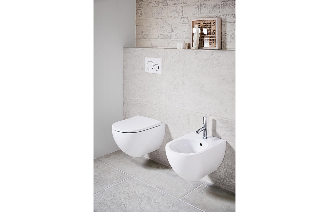Geberit Wandtiefspül-WC Acanto Combi-Pack weiß QuickRelease TurboFlush KeraTect