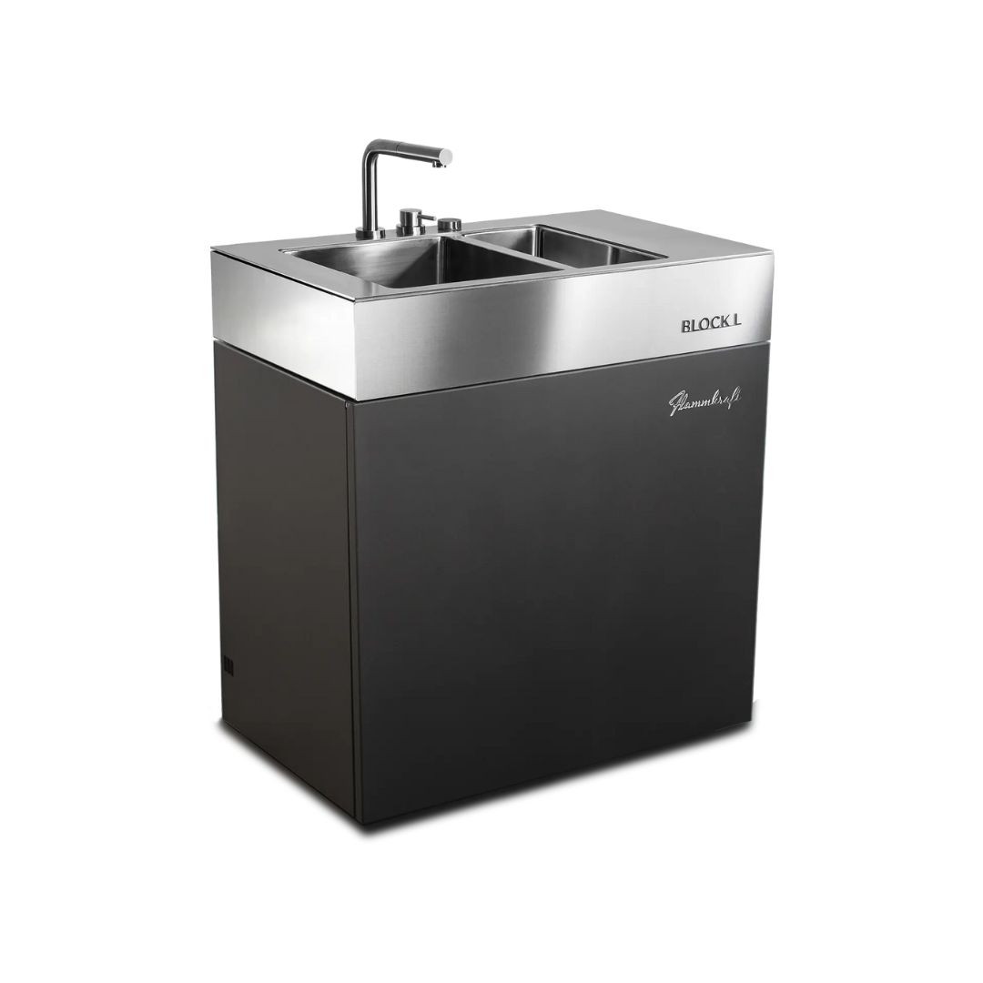 Flammkraft Outdoor-Küchenmodul BLOCK L Tiefumbra Waschbecken Grillmodul BBQ