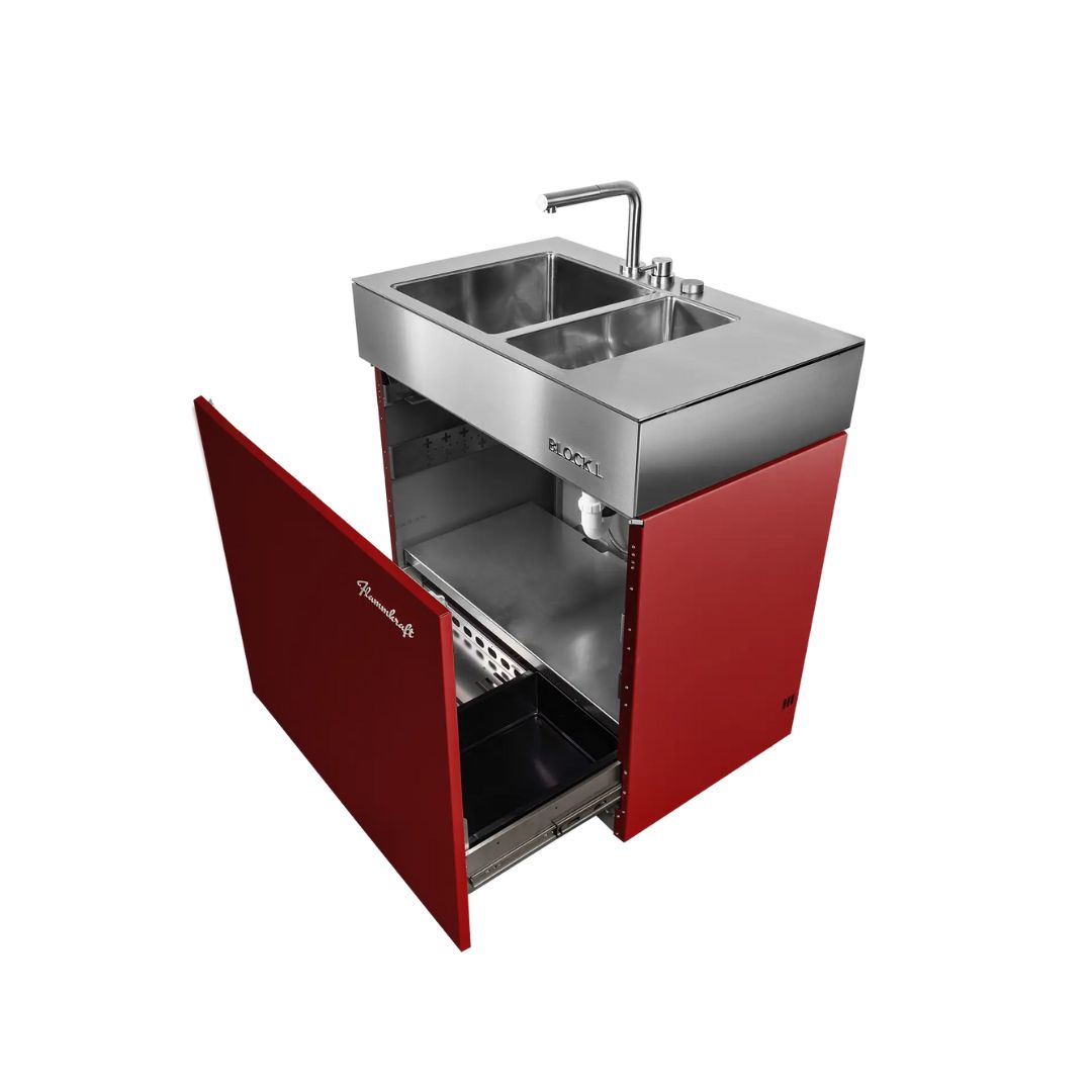 Flammkraft Outdoor-Küchenmodul BLOCK L Rubin Waschbecken Grillmodul BBQ