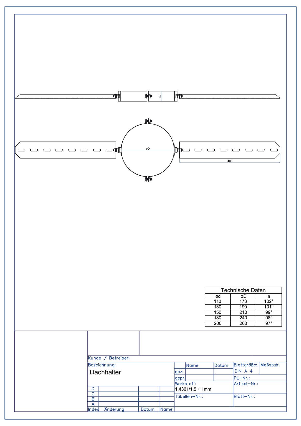 ASTEC Edelstahl Schornstein DACHHALTER DN113-300 Schornsteinsanierung