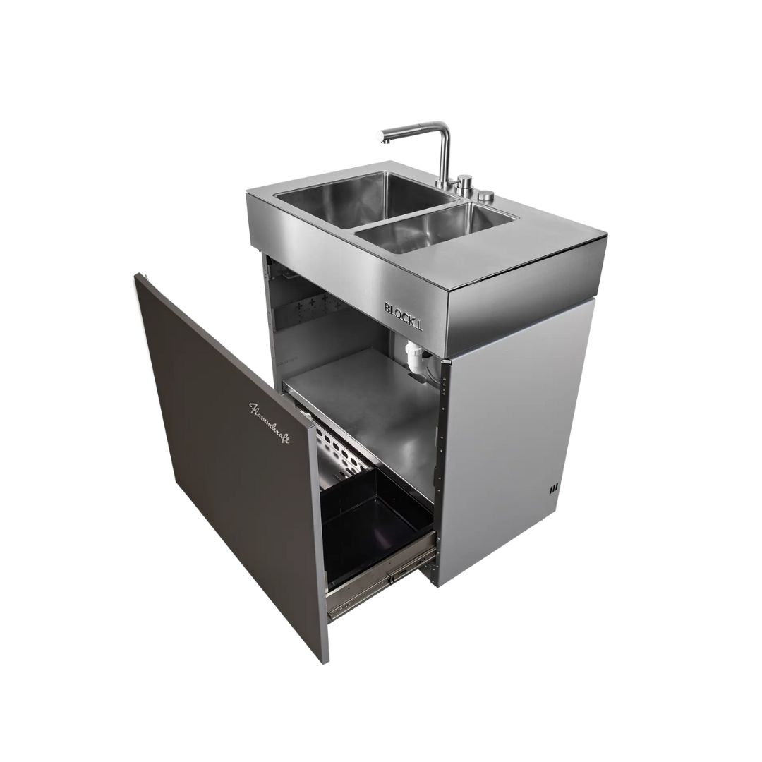 Flammkraft Outdoor-Küchenmodul BLOCK L Tiefumbra Waschbecken Grillmodul BBQ