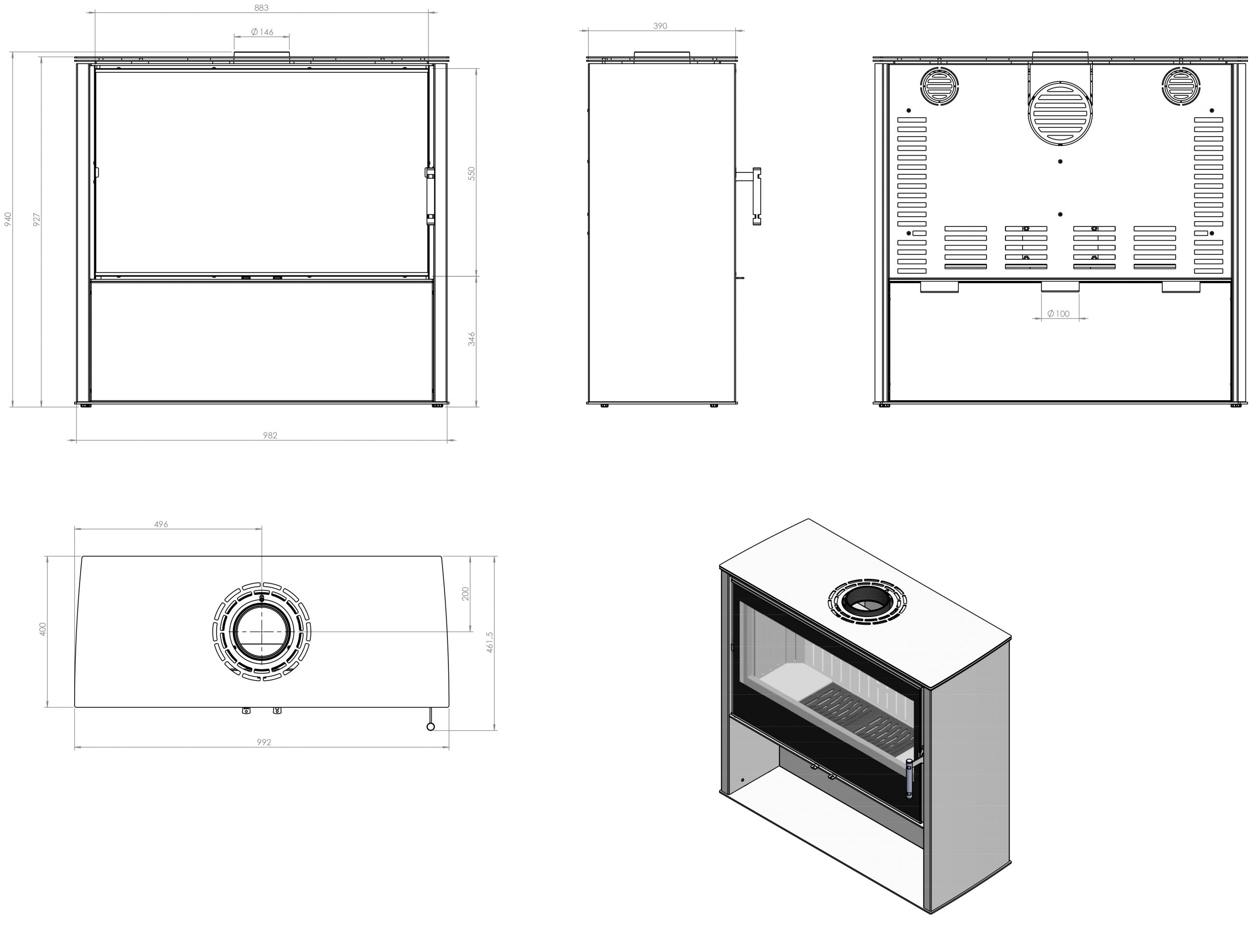 Kaminofen Hitze LUPO L 11 kW Freistehender Kamin Ofen Holzofen Kamin Freistehend