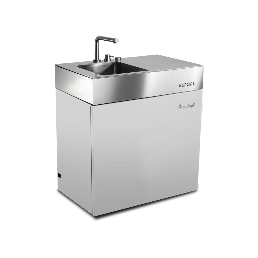 Flammkraft Outdoor-Küchenmodul BLOCK L Lichtgrau Waschbecken Grillmodul BBQ