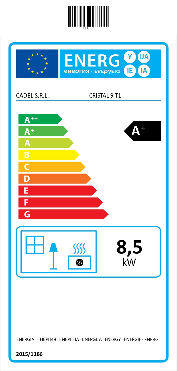 Cadel Pelletofen Cristal 9 Metall Anthrazit 8,5 kW Pellet Air Kamin Kaminofen