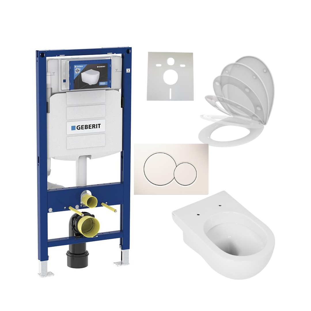 Geberit Duofix Basic Vorwandelement Drückerplatte WC spülrandlos Paket Sanitär