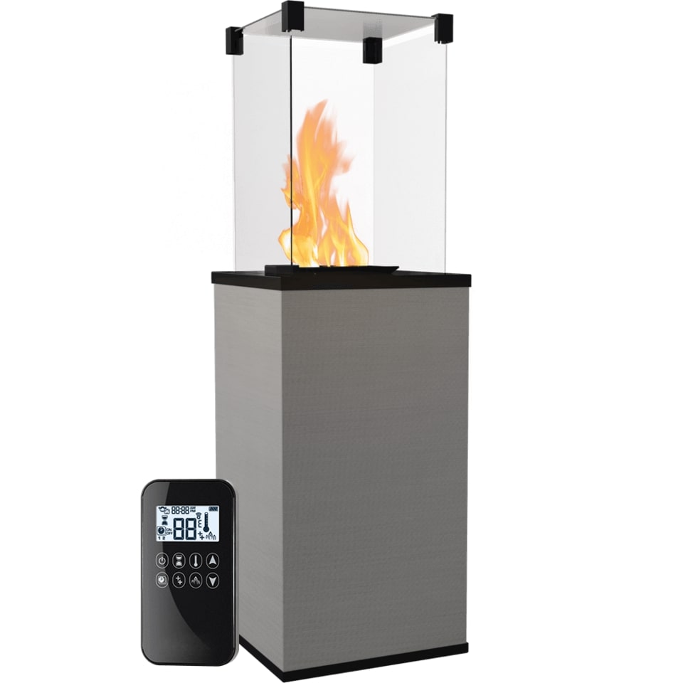 KRATKI Gaskamin PATIO Mini Quarzstein Filo Argento Gasheizgerät 4-8,2 kW