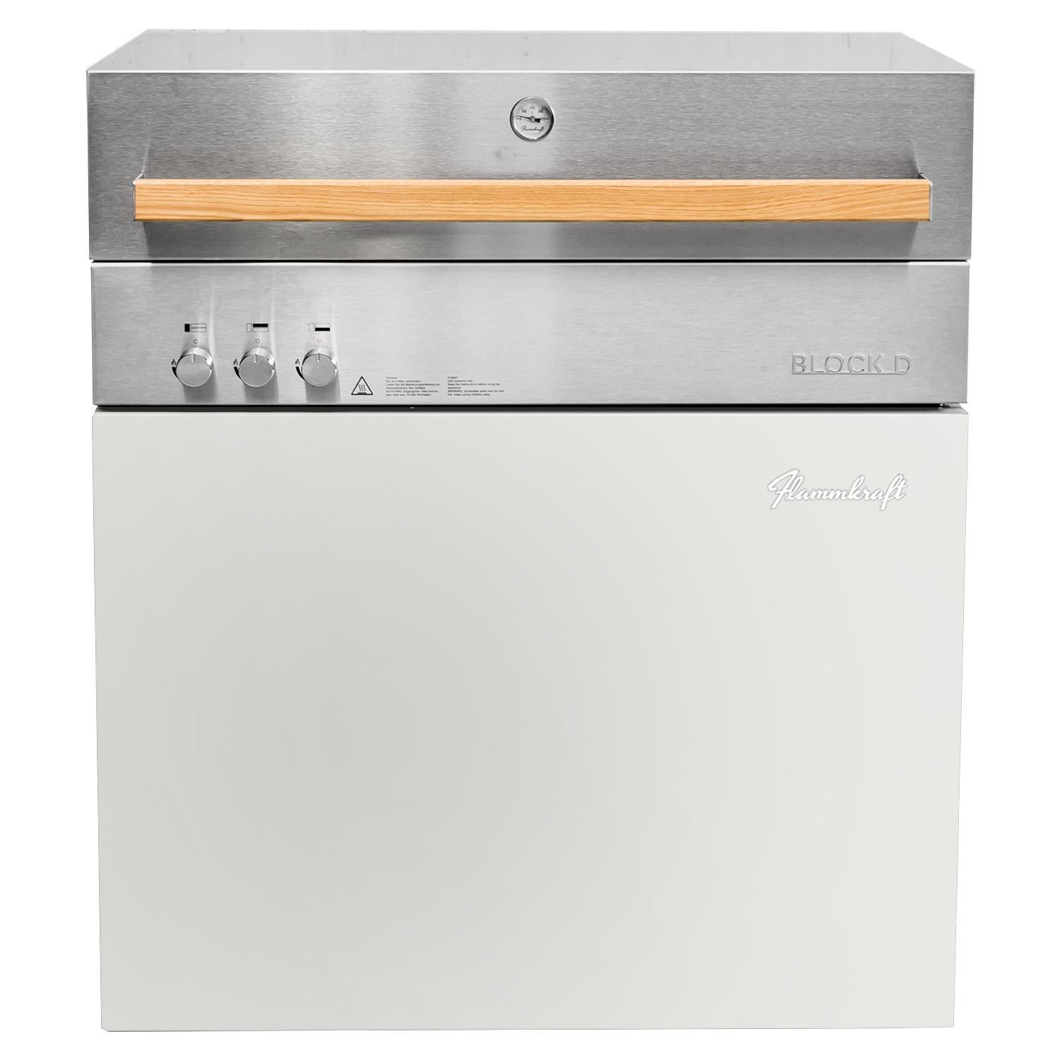 Flammkraft Block D Gasgrill Gen. 5 Elfenbeinweiss 16 kW 75 bis 900°C BBQ Grill Gas