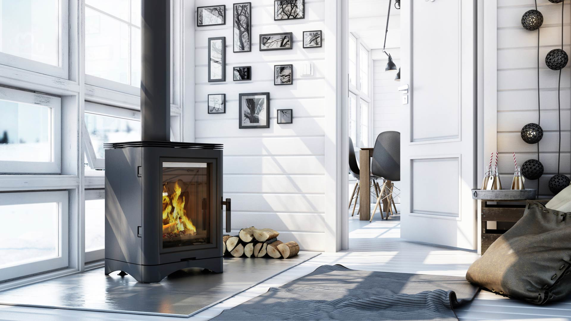 Kaminofen Kratki Koza Vega Stahl-Schwarz 5 kW Nennwärmeleistung Holzkamin