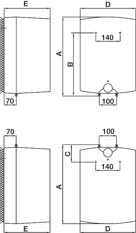 EVENES Warmwasserspeicher Boiler Druckfest 15 Liter Übertisch/Unterisch 230V 2 kW