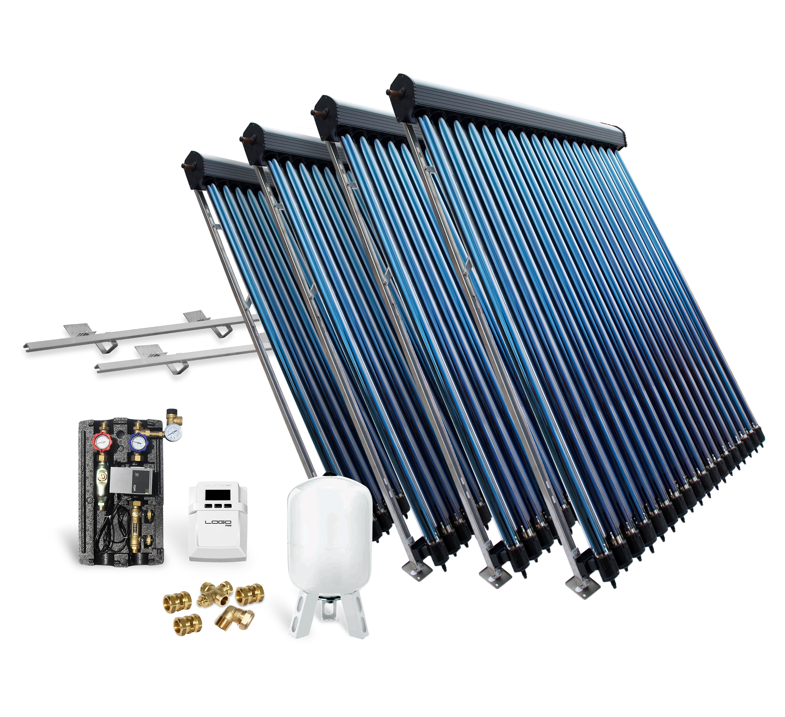 Röhrenkollektor Solarpaket Vakuumröhrenkollektor HP22-4 14,44 m² Flachdach Solar