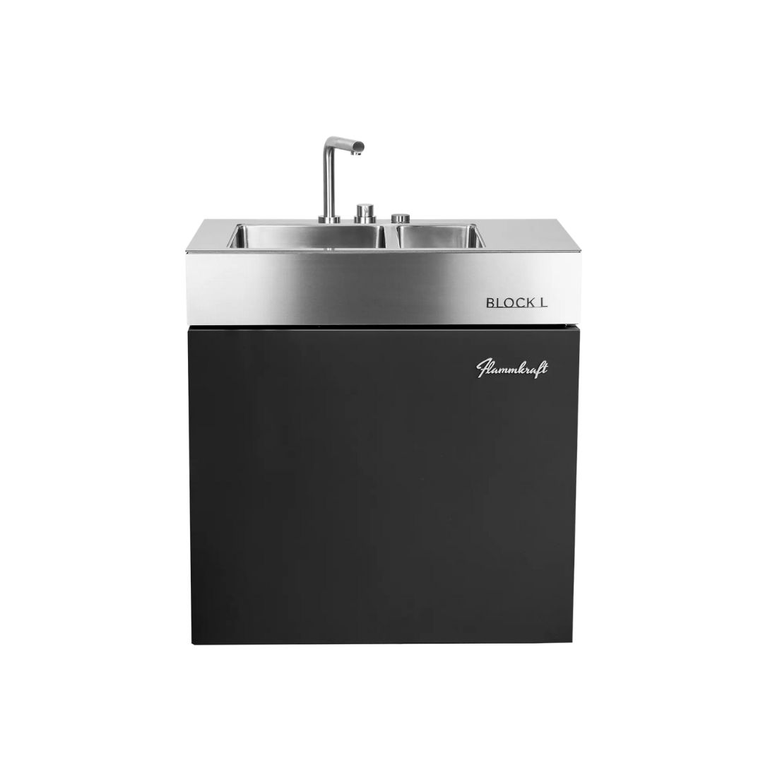 Flammkraft Outdoor-Küchenmodul BLOCK L Tiefumbra Waschbecken Grillmodul BBQ