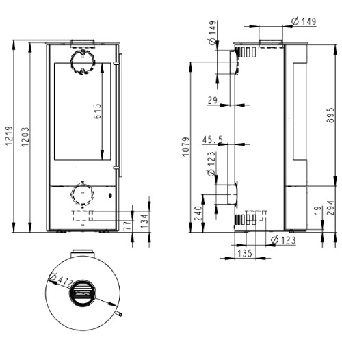 Olsberg Kaminofen Palena Compact 5 kW Ofen Stahl-Schwarz Kamin