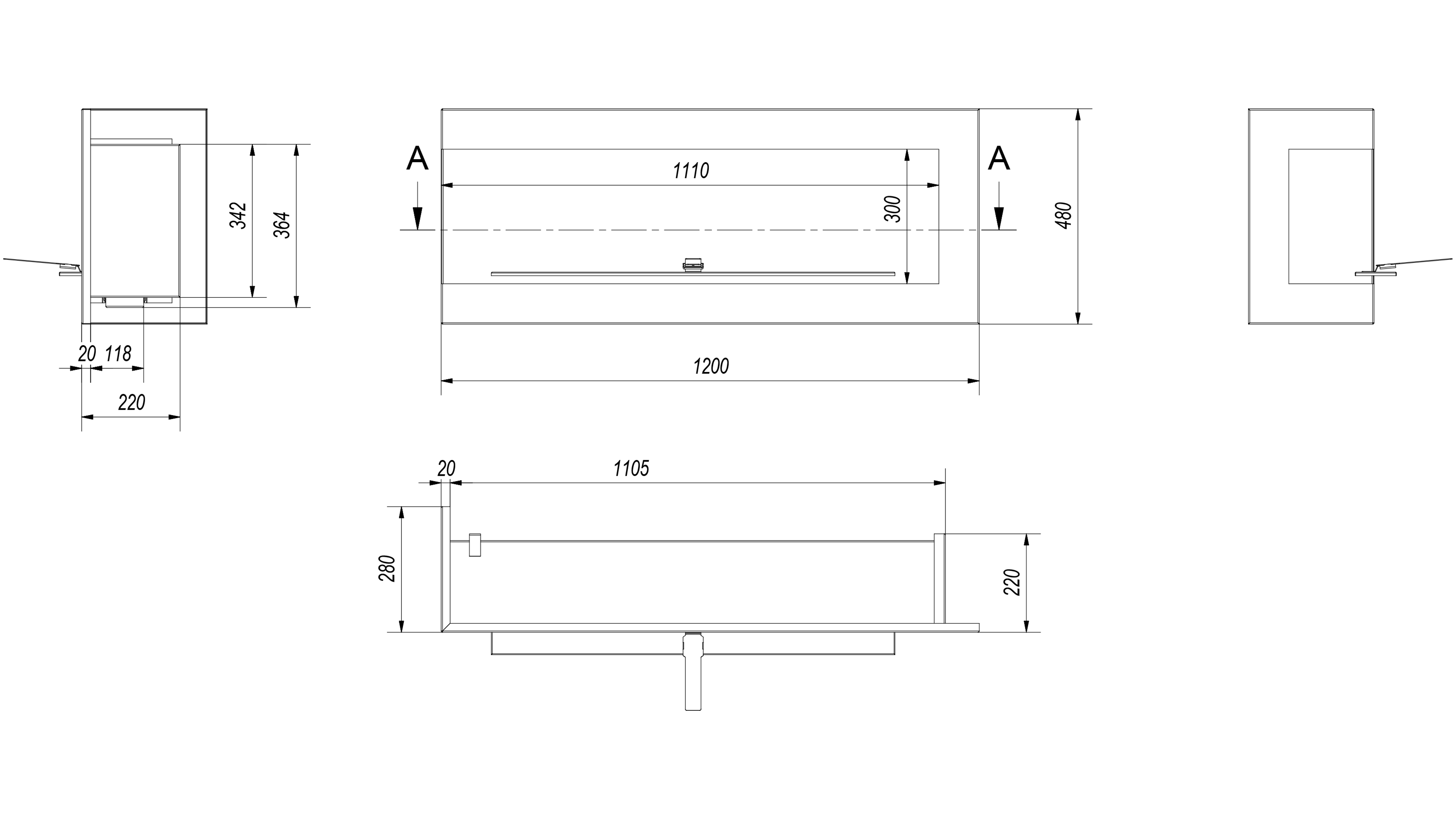 Bioethanol Ethanol Kamin Biokamin DELTA 1200 Schwarz Standkamin Ethanol