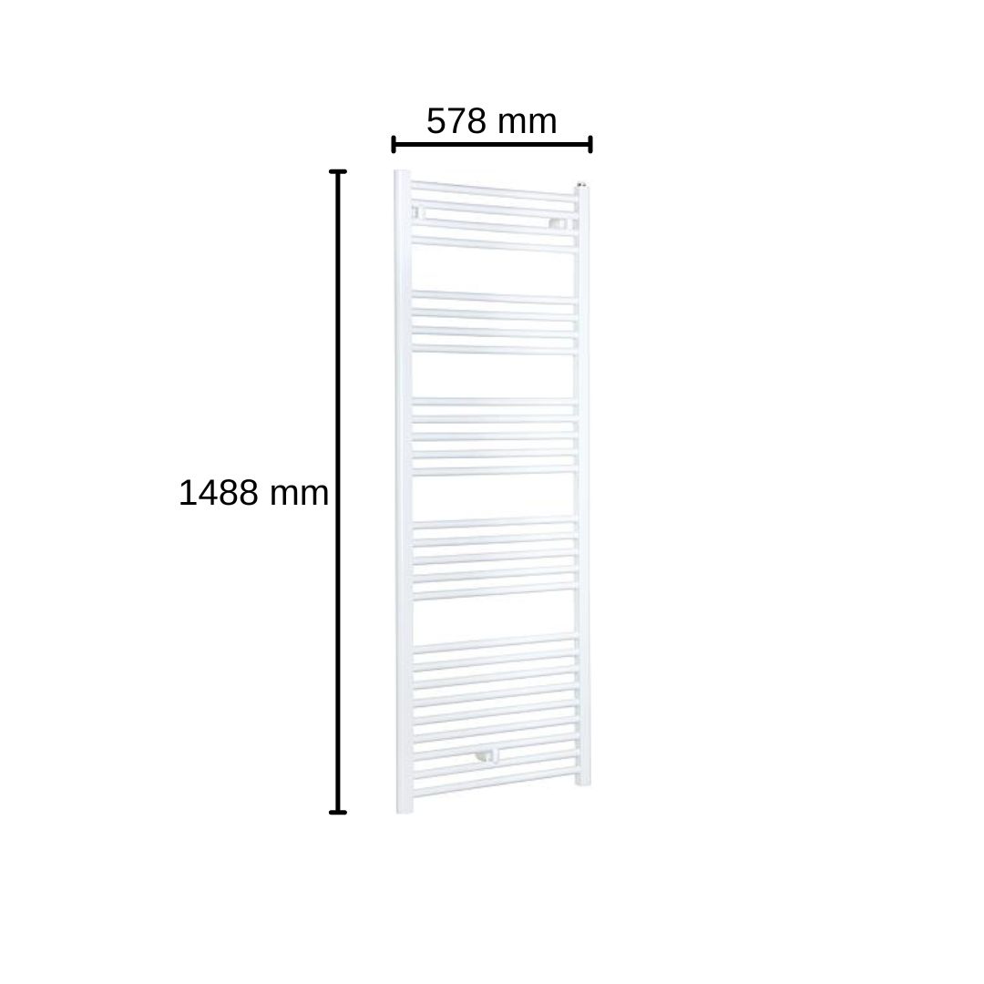 Aluminium-Handtuch-Heizkörper Cool Mittelanschluss 1488x578mm Weiß Bad-Heizkörper