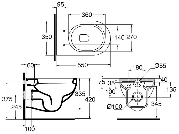 Geberit Duofix Basic Vorwandelement Drückerplatte WC spülrandlos Paket Sanitär