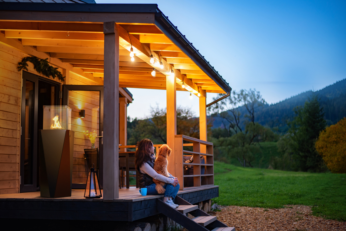 Hitze Gas-Terrassenheizung FUENTE V 5,7 kW schwarz Gasheizung Gas-Gartenheizer