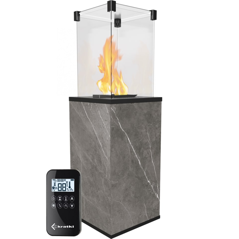 KRATKI Gaskamin PATIO MINI Quarzstein NATURALI PIETRA Grau Gasheizgerät 4-8,2 kW