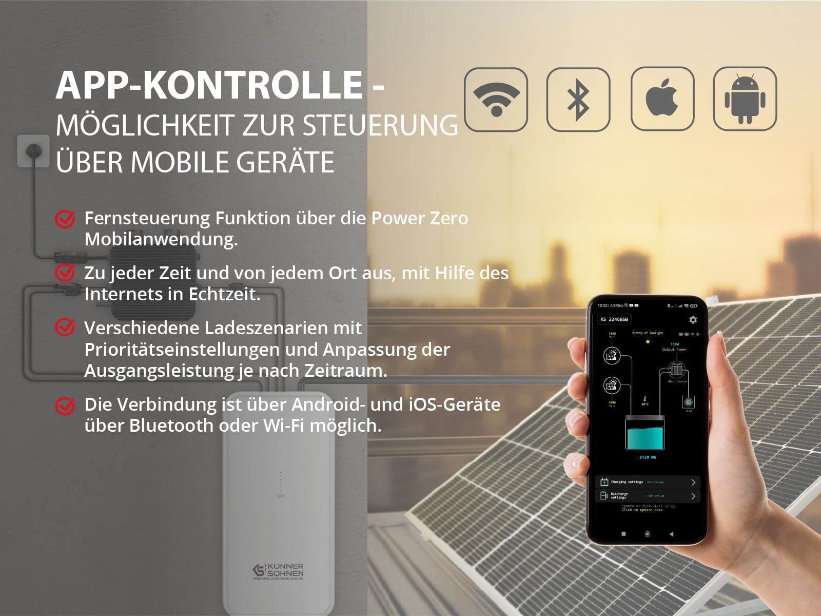 Balkon-Solarsystem KS SBS800-SET4 Solarmodul 800-W-Wechselrichter Akkublock Solar