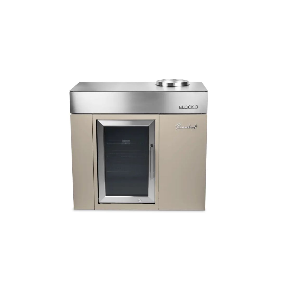 Flammkraft BLOCK B Taupe Kühl- und Barmodul 63 Liter Outdoor-Kühlschrank Modul