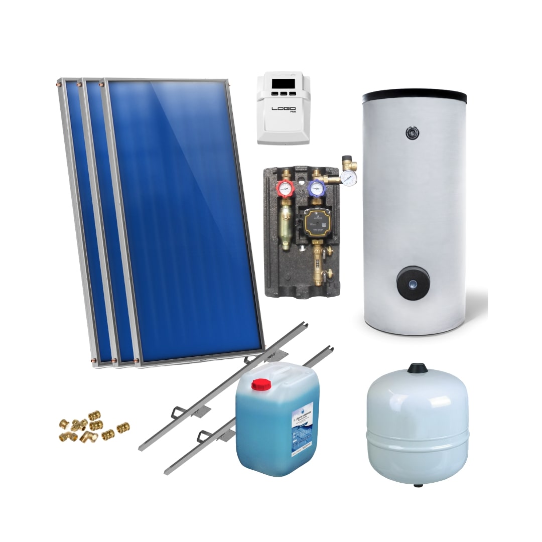 Flachkollektoren Warmwasser Solarpaket 3 Kollektoren Speicher Flachkollektor