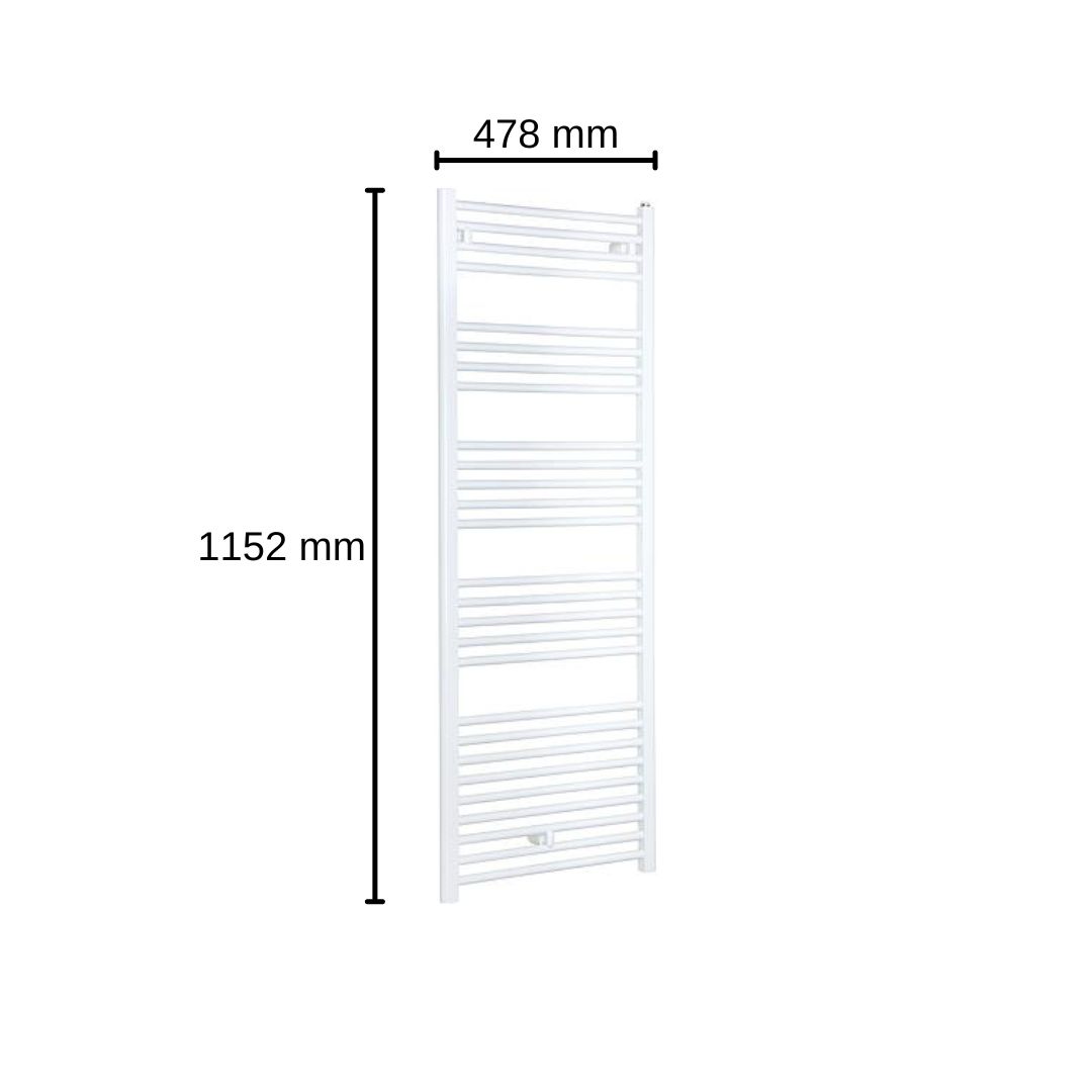 Aluminium-Handtuch-Heizkörper Cool Mittelanschluss 1152x478mm Weiß Bad-Heizkörper
