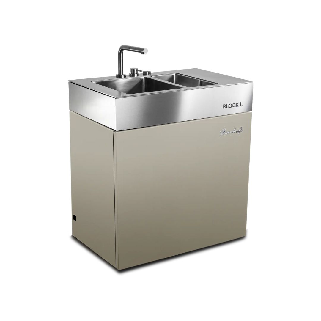 Flammkraft Outdoor-Küchenmodul BLOCK L Taupe Waschbecken Grillmodul BBQ