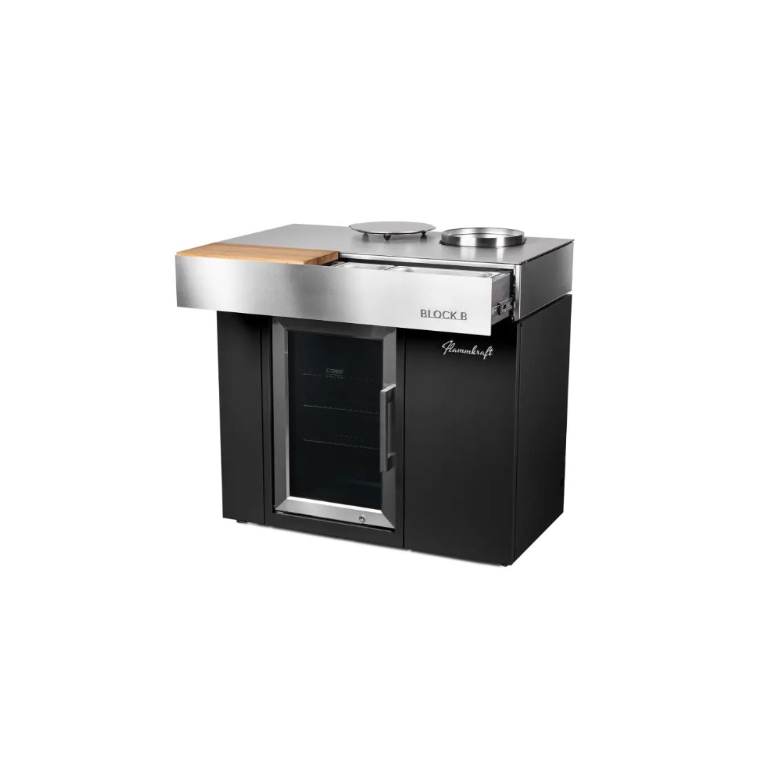 Flammkraft BLOCK B Elfenbeinschwarz Kühl- und Barmodul 63 Liter Outdoor-Kühlschrank