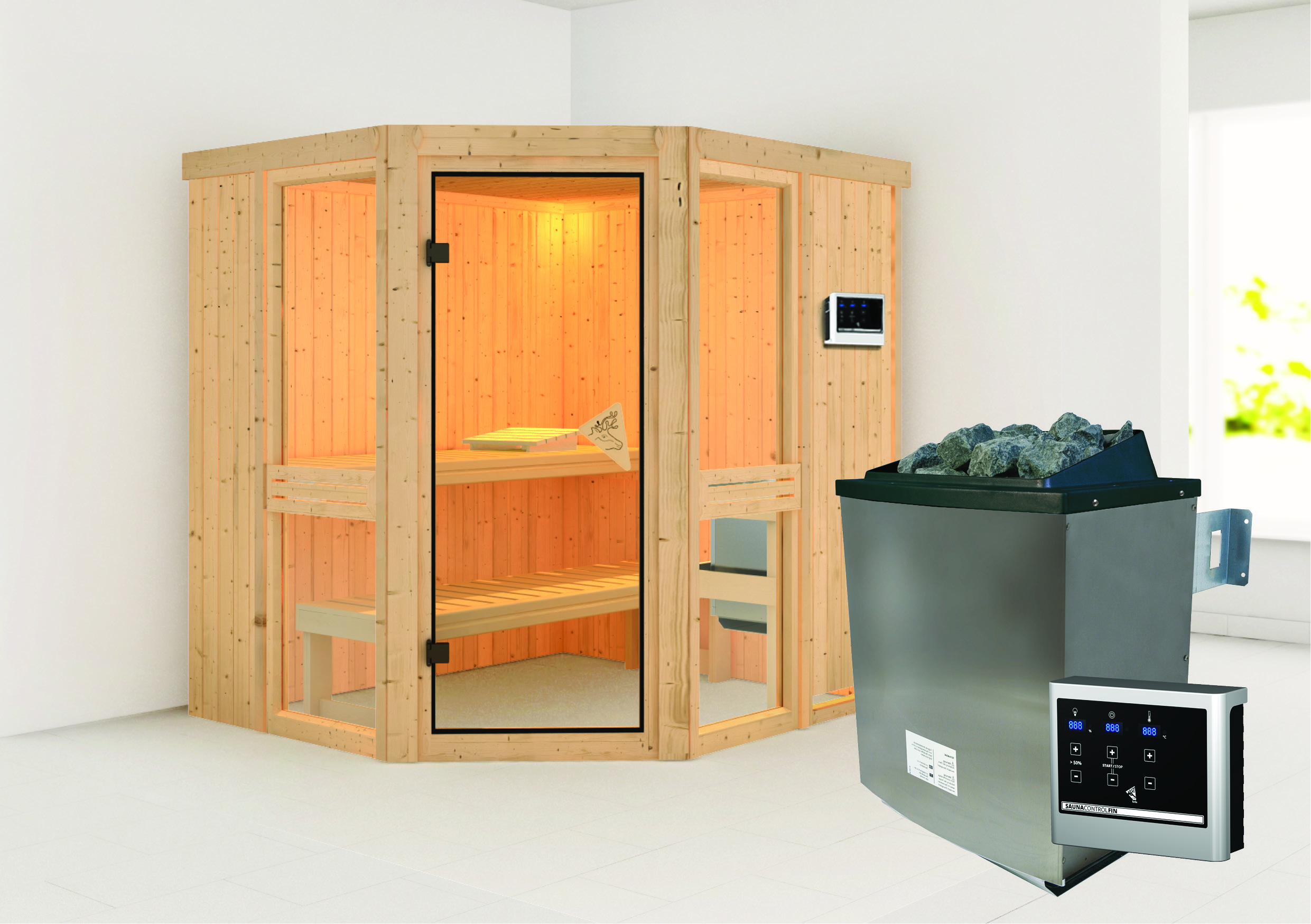 Karibu Sauna Amelia 1 - Systemsauna (Eckeinstieg)