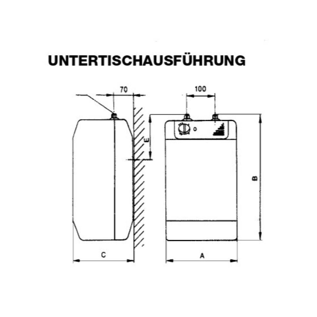 Austria Email Druckloser Elektro-Kleinspeicher Comfort KRU 052 Untertisch 5 L
