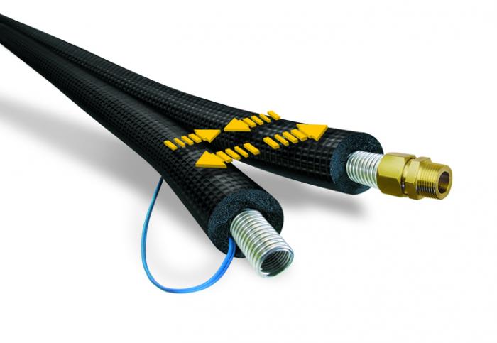 Comfort-Edelstahlwellrohr DuoSolar VA Dämmschichtdicke 14 mm Ring 10 m DN 16