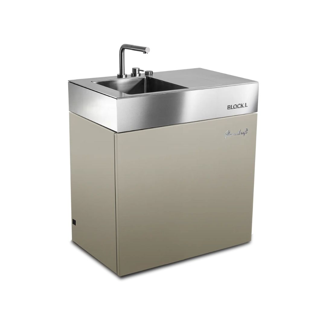 Flammkraft Outdoor-Küchenmodul BLOCK L Taupe Waschbecken Grillmodul BBQ