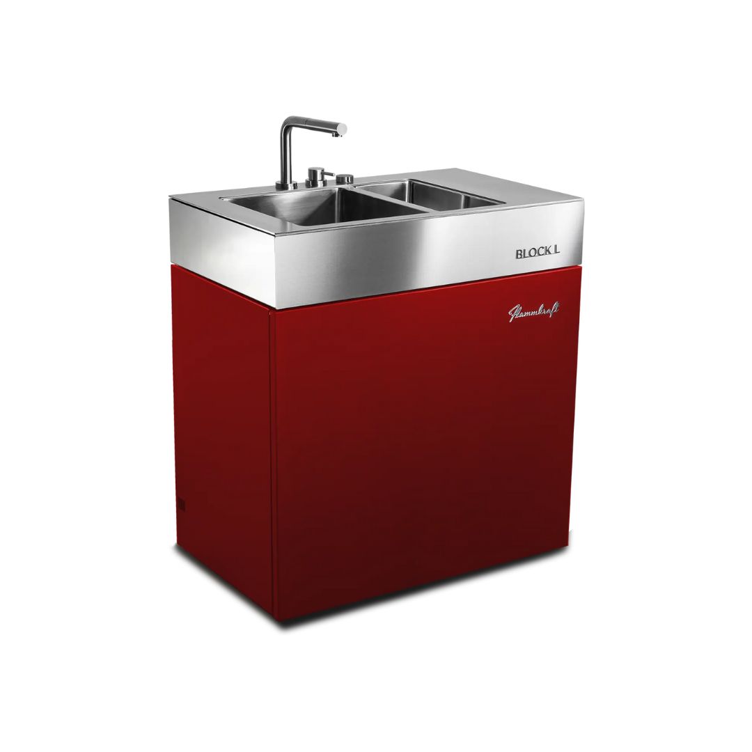 Flammkraft Outdoor-Küchenmodul BLOCK L Rubin Waschbecken Grillmodul BBQ
