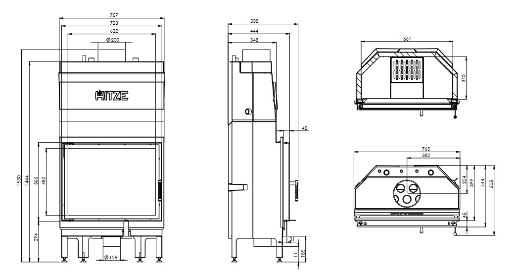 Kaminofen Hitze ALBERO Aquasystem ALAQS 68×53.SD 19 kW Kaminofeneinsatz Kamin Aqua