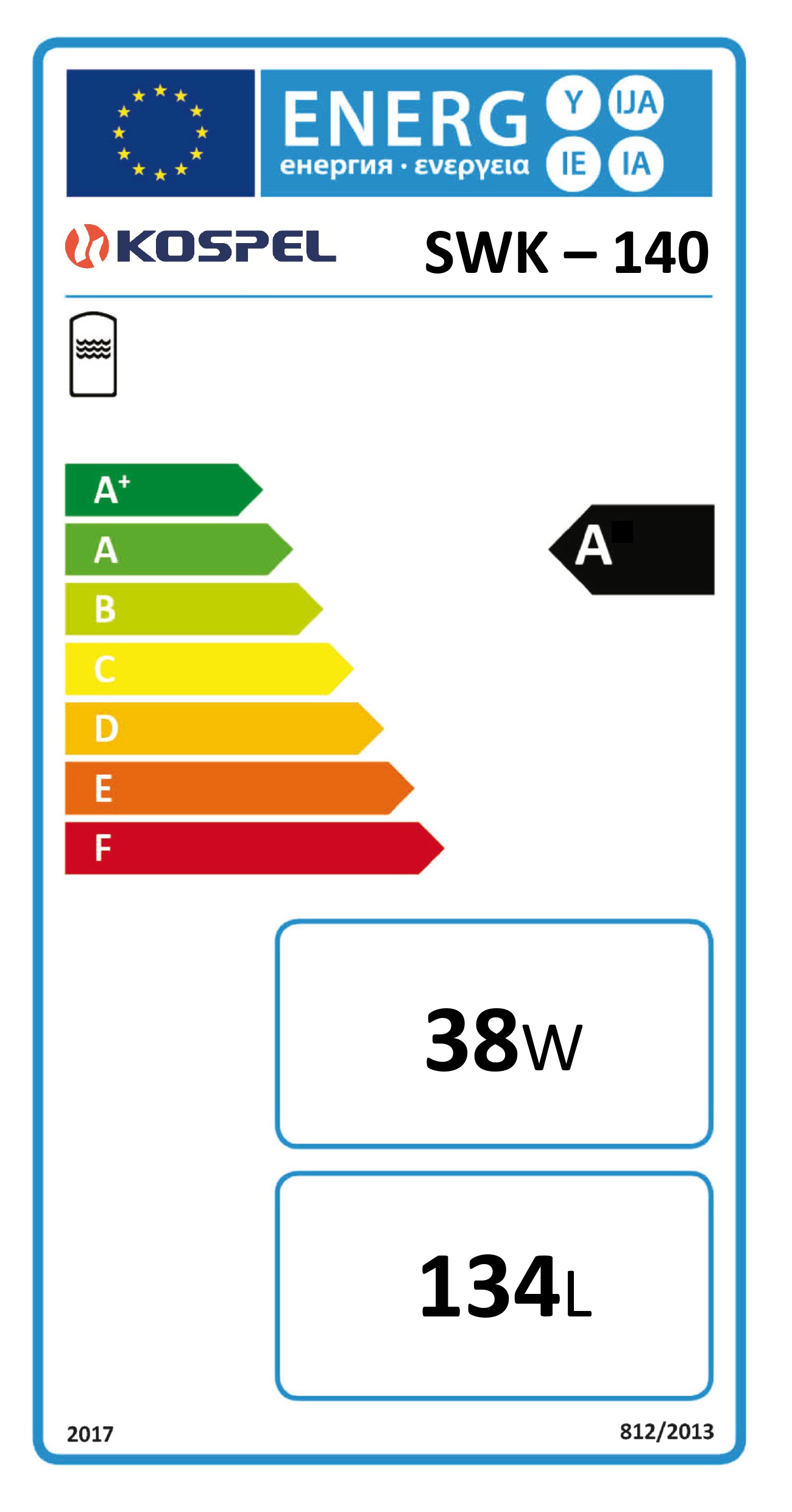 Unterstell-Warmwasserspeicher Kospel SWK 140 Liter 1 Wärmetauscher Warmwasser