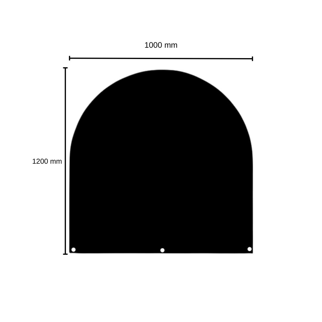 Bodenplatte Kamin Emaillierte-Stahlblech grau schwarz 1000 x 1200 mm E 45-Rundbogen