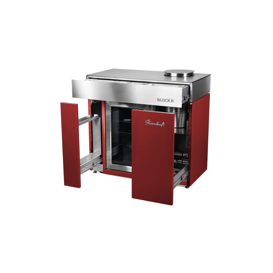 Flammkraft BLOCK B Rubin Kühl- und Barmodul 63 Liter Outdoor-Kühlschrank Modul