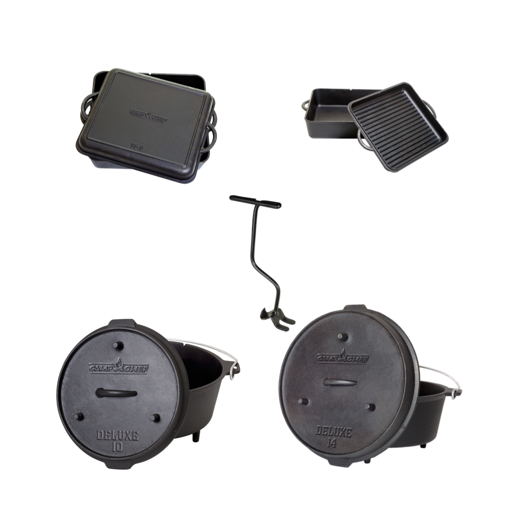 Camp Chef Deluxe Dutch Oven Set Schmortopf aus Gusseisen Grill BBQ Outdoor