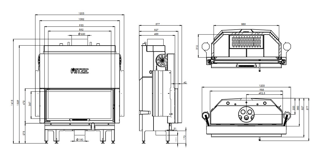 Kaminofen Hitze ALBERO Aquasystem ALAQS 90×41.GD 21 kW Kaminofeneinsatz Kamin Aqua