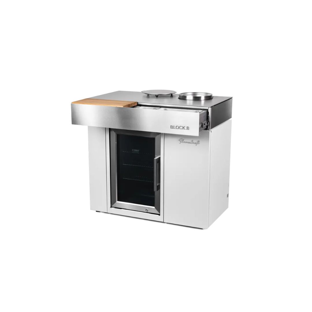 Flammkraft BLOCK B Elfenbeinweiß Kühl- und Barmodul 63 Liter Outdoor-Kühlschrank