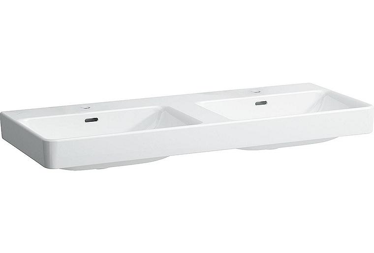 Laufen Doppelwaschtisch Pro S 1300x175x465 mm 2 Hahnlöcher mit Überlauf Weiß Bad