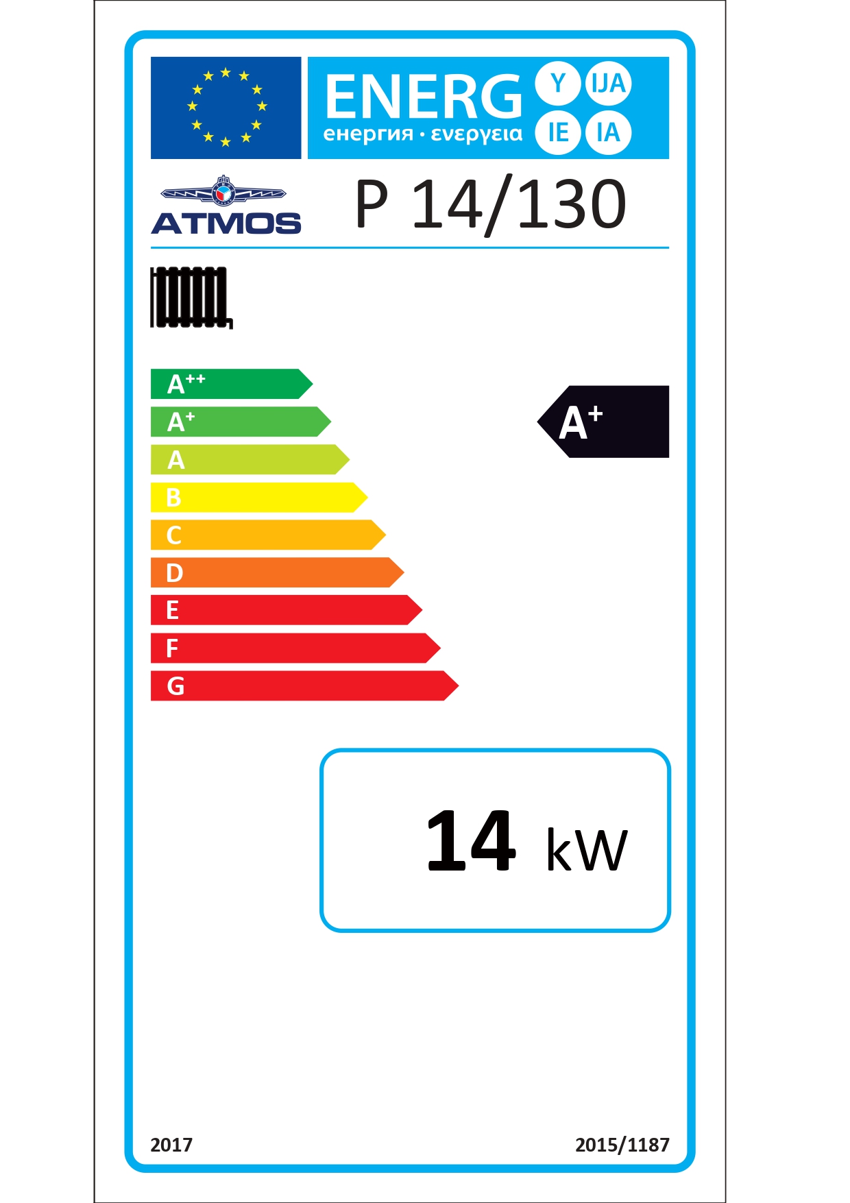 ATMOS Pelletkessel P14 Set P-Serie Ø130 1,5m Förderschnecke mit Brenner A25