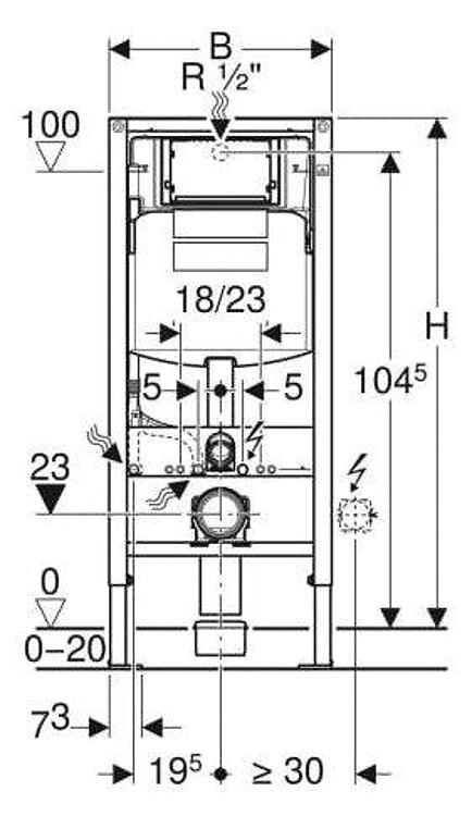 Geberit Duofix Basic Vorwandelement Drückerplatte WC spülrandlos Paket Sanitär
