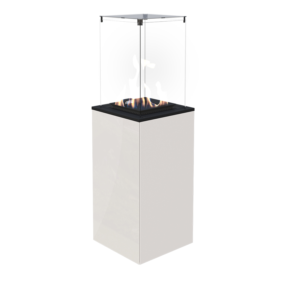 KRATKI Gaskamin PATIO MINI Glas Weiss Manuell Gasheizgerät 4-8,2 kW