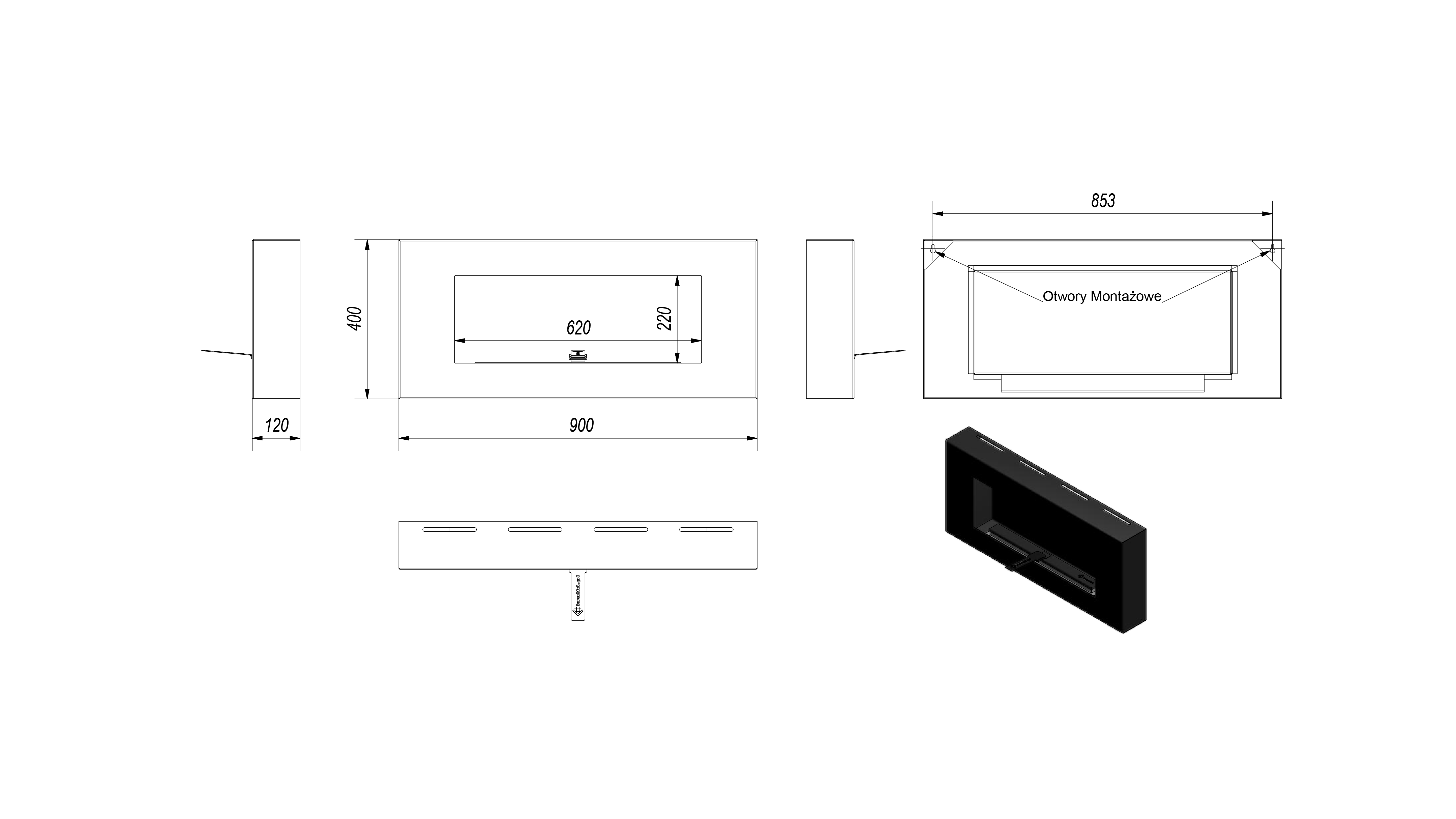Bioethanol Ethanol Kamin Biokamin DELTA FLAT Schwarz Wandkamin Kamin Ofen