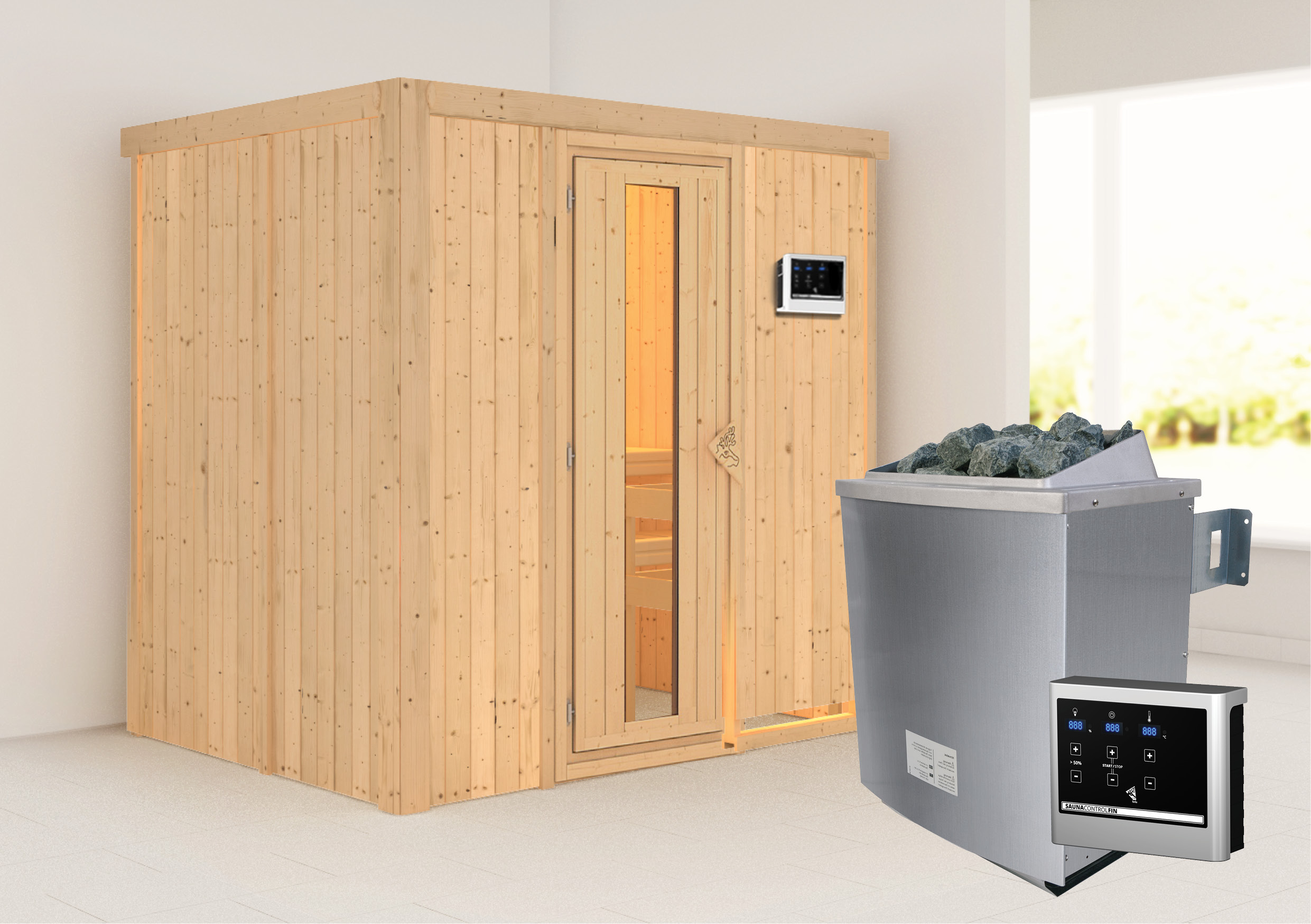 Karibu Sauna Bodin - Systemsauna (Fronteinstieg)